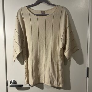 Chico's Light Tan & Gold Knit Top